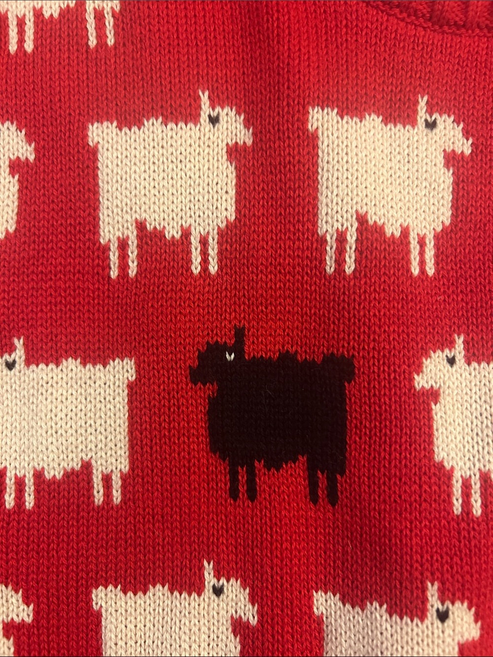 Red Sheep Pattern Crewneck Sweater - Picture 3 of 4